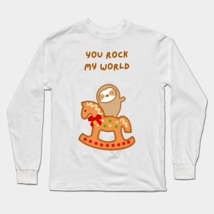 You Rock My World Christmas Gingerbread Rocking Horse Long Sleeve T-Shirt